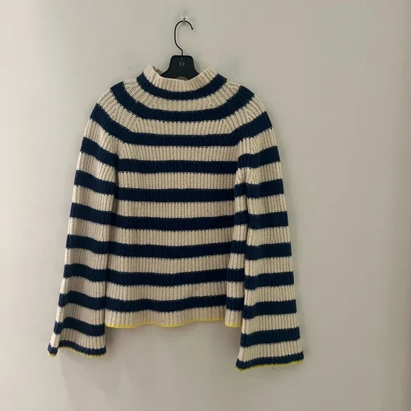 Anthropologie Navy and Cream Striped Turtleneck Sweater - Picture 5 of 14